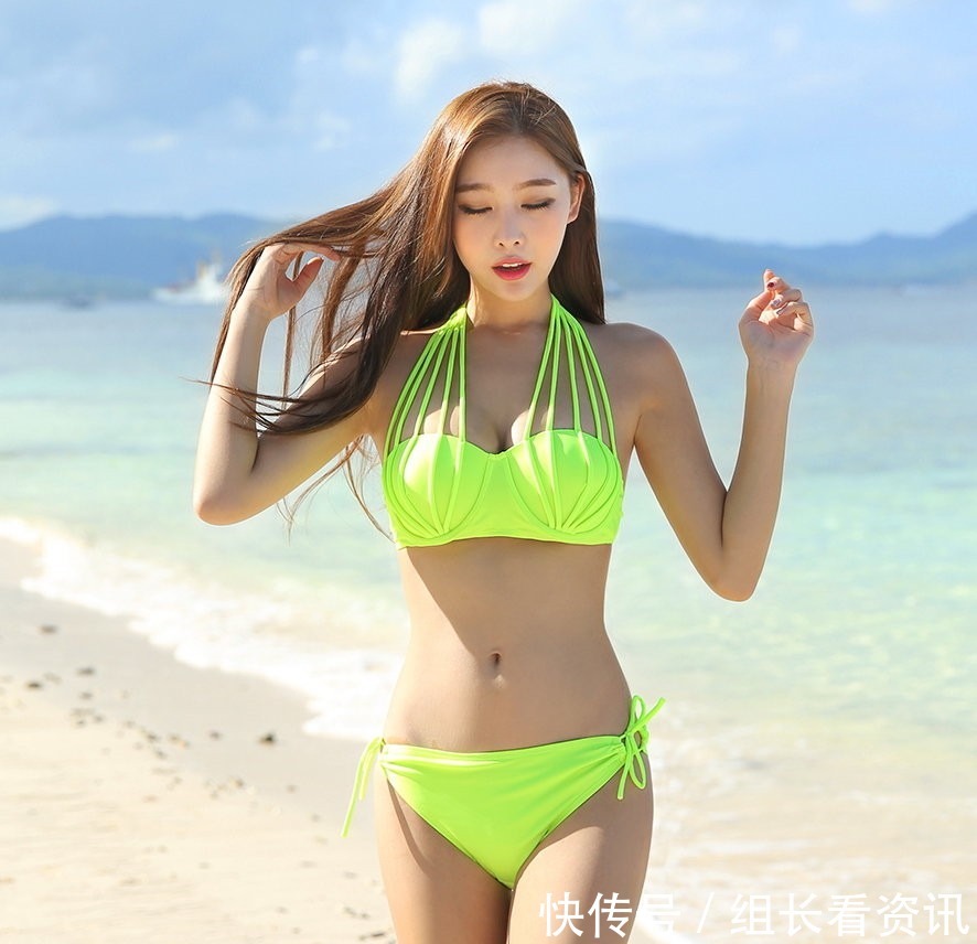 身姿|海边的荧光绿身姿,体态优美十分的“夺目”