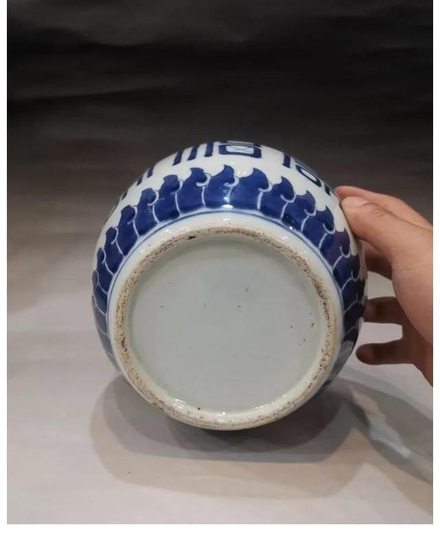 青花#清代青花福寿罐鉴赏