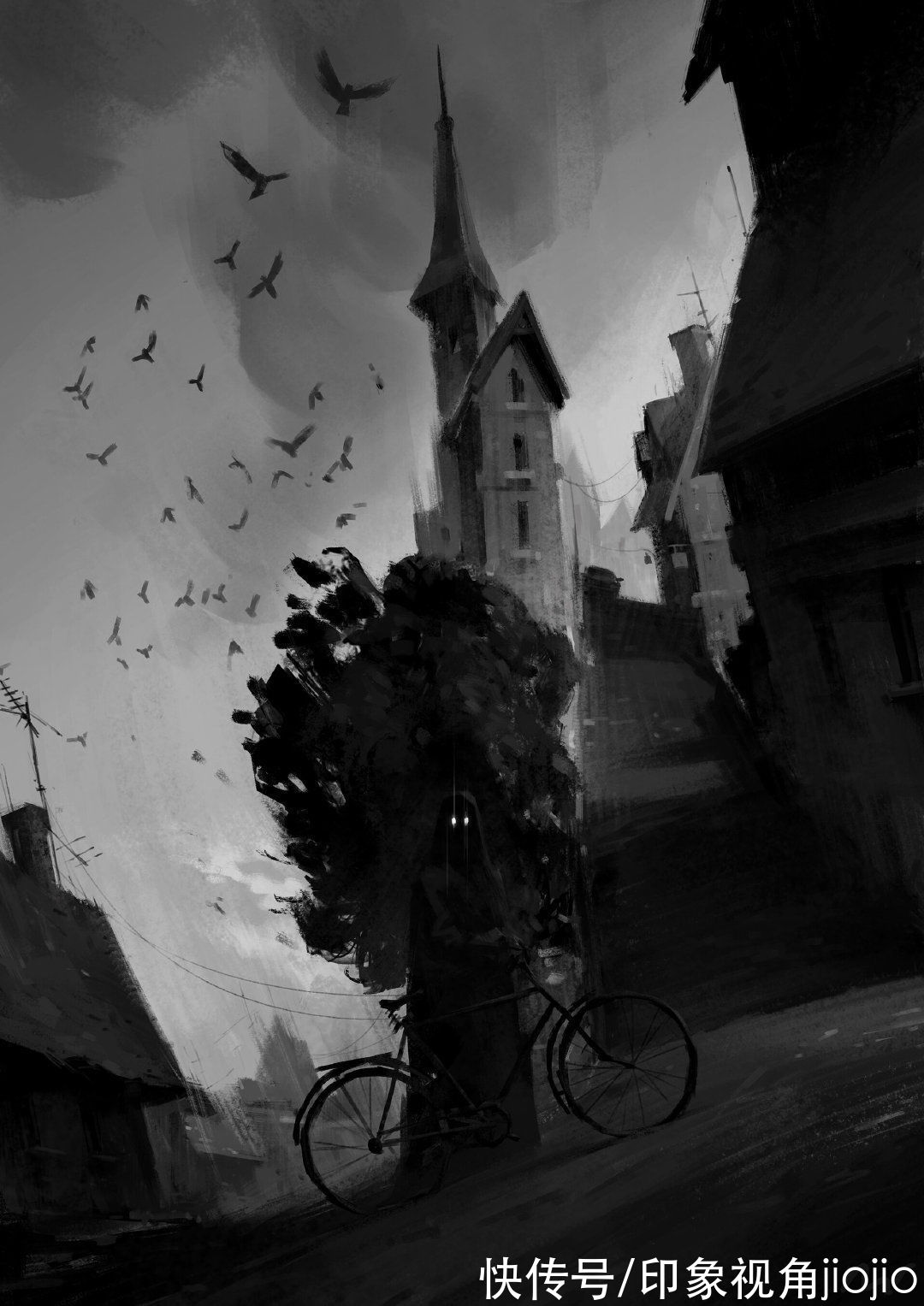 jiojio$粗犷笔触的CG插画艺术，每一幅画都很有故事感，色感超强