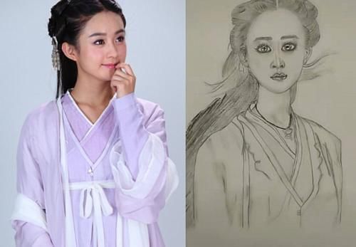 花千骨@当美术生爱上画明星,鞠婧祎的脸太搞笑,最后一张是绘画高手