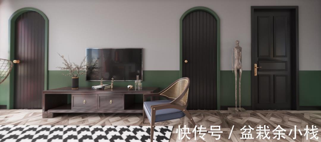 墨绿色|古朴的弧形拱门,墨绿色的半墙,打造出不一样的南洋复古风