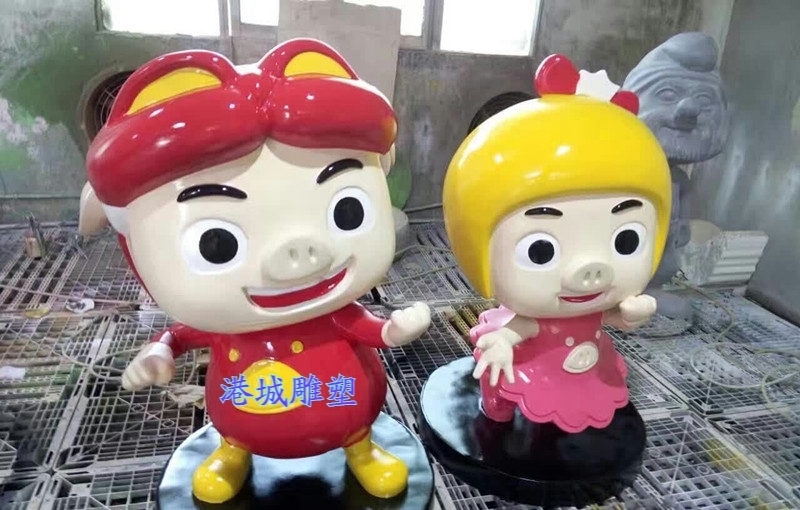 道具|动画片展览道具模型玻璃钢卡通猪猪侠公仔雕塑有温度的美陈场景