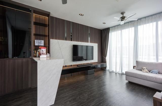 电视墙|精心设计现代简约风，223㎡复式大半年时间才完工，比别墅还霸气