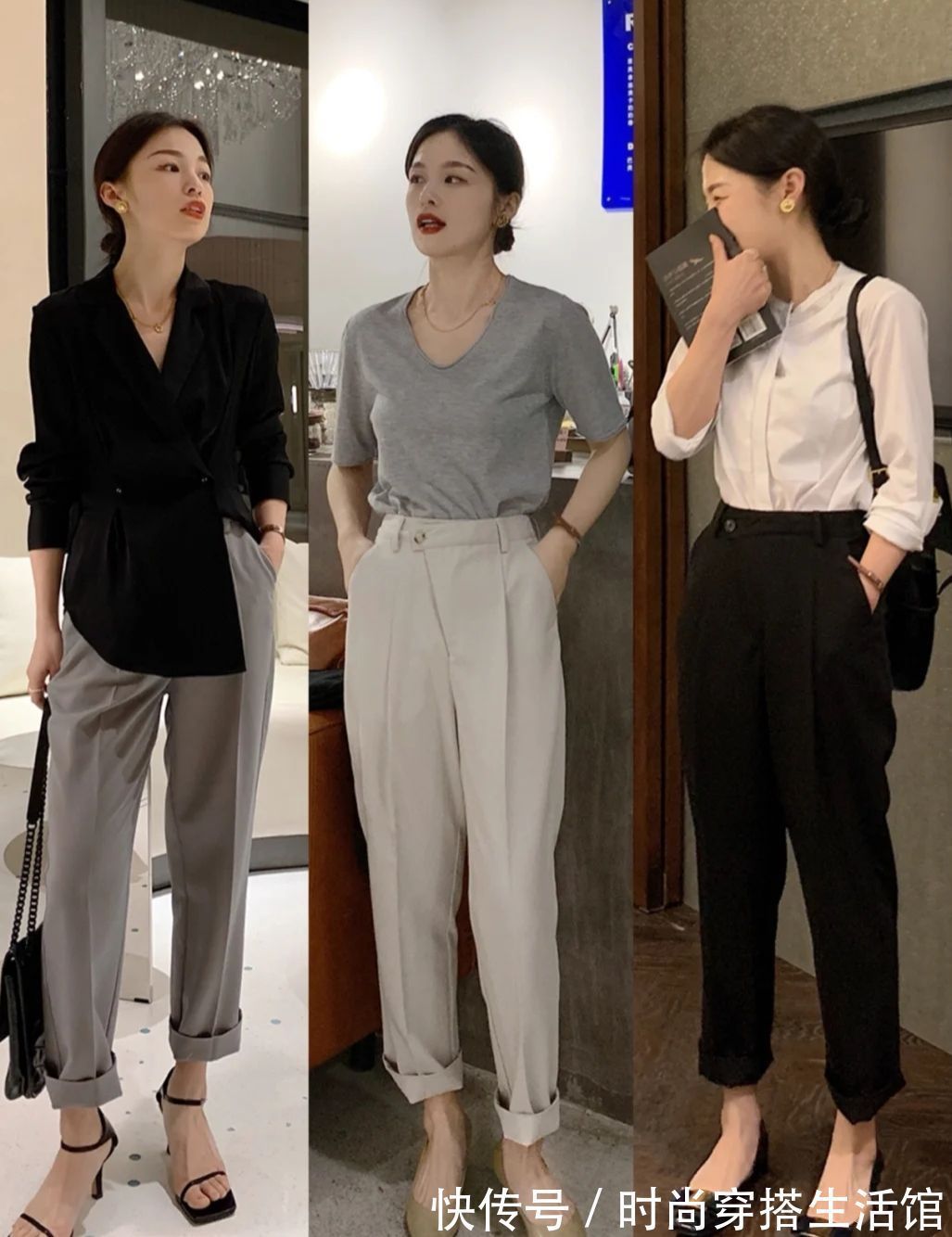 阔腿裤|讲真的,小个子女生记住这3个诀窍,时髦又显高