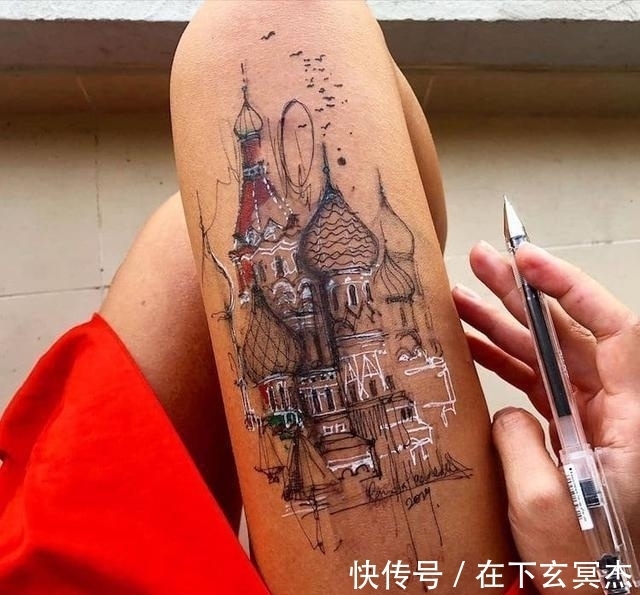 兰达·哈达丁|性感女画家在大腿上作画，引无数宅男疯狂膜拜