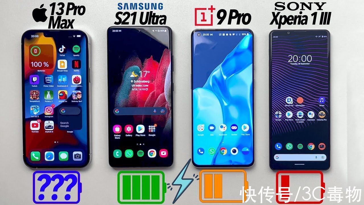 索尼|中日韩美四旗舰手机PK：iPhone13ProMax快充垫底，但续航让人意外
