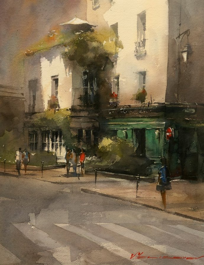 弗拉迪斯拉夫!印象水彩/美国当代艺术家弗拉迪斯拉夫水彩作品