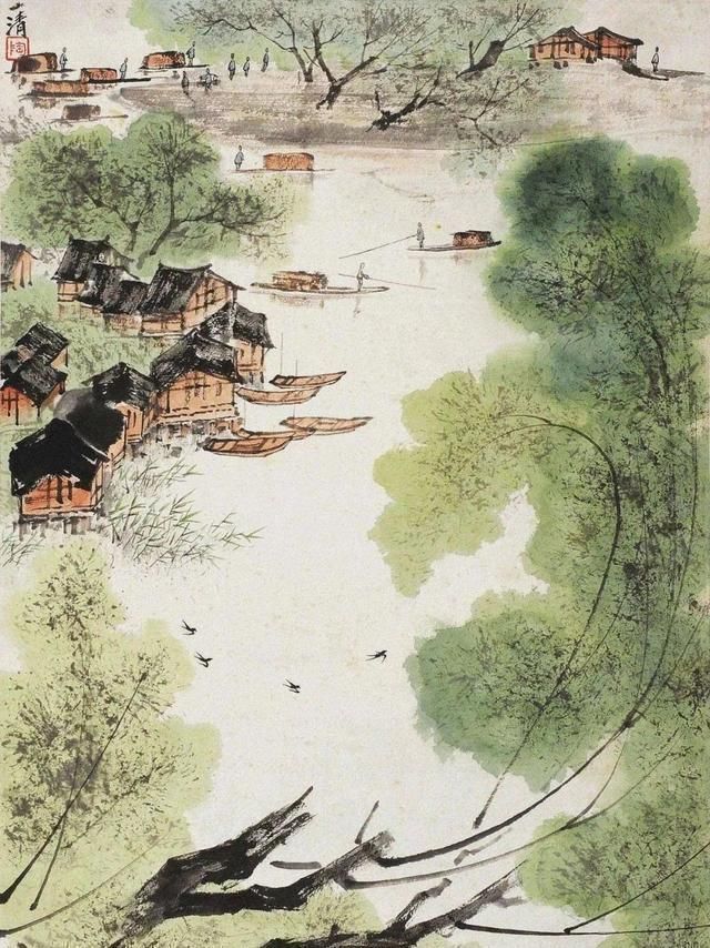 意象@“天人合一”的山水画,“树”为常见意象,如何入笔可显层次