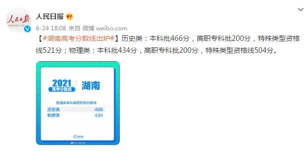 湖南|湖南高考分数线出炉