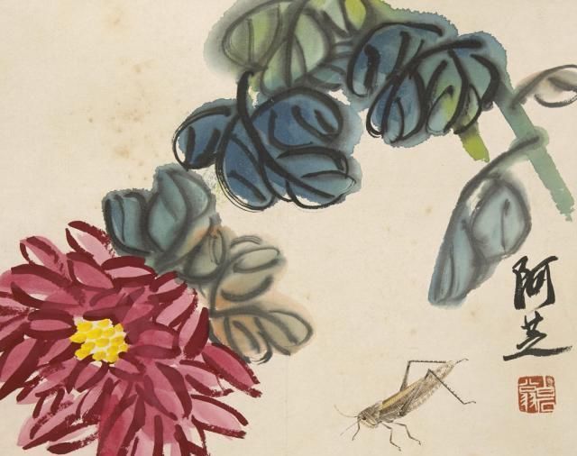 草虫@齐白石画的小虫子,放大5倍以上欣赏,翅膀上的脉络真实细腻!