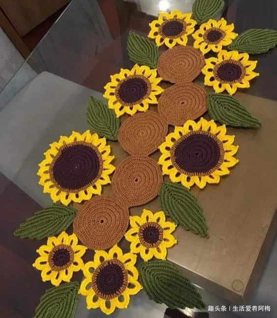 毛线钩针编织向日葵合集，DIY手工编织附图解教程