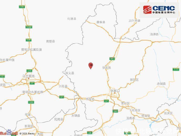 河北张家口张北县刚刚发生2.4级地震,今天