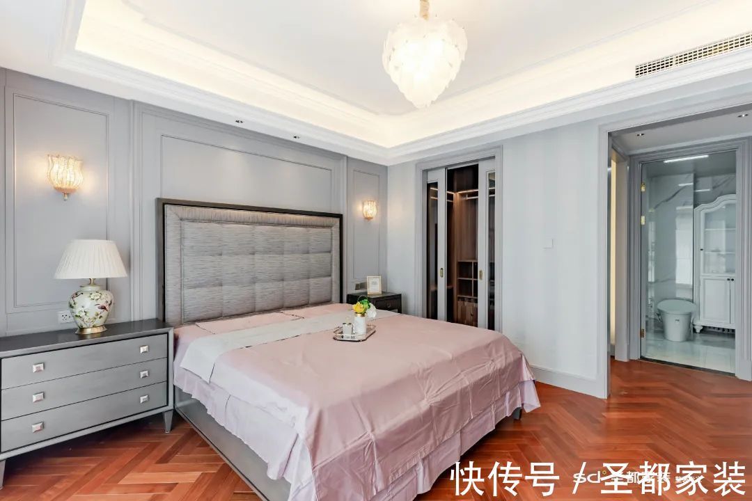 m206㎡大户型装修案例：超大横厅+衣帽间+景观阳台，神仙配色 心动