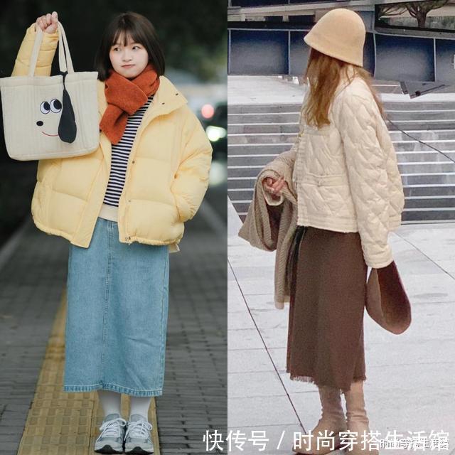 保暖|羽绒服下面尽量少穿裤子,今年更流行这样穿,时髦保暖又显瘦,美