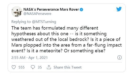 NASA“毅力号”火星车调查一块“怪异”岩石 并向其发射激光