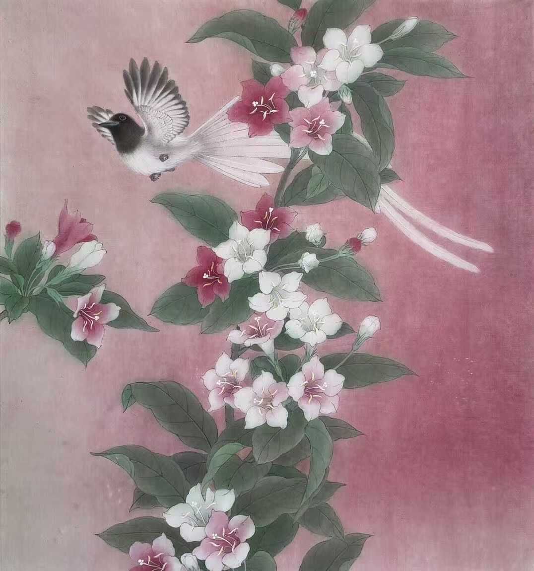 花鸟画|十年，这位上海画家画了100幅花鸟图，与花博会的鸟语花香交相辉映