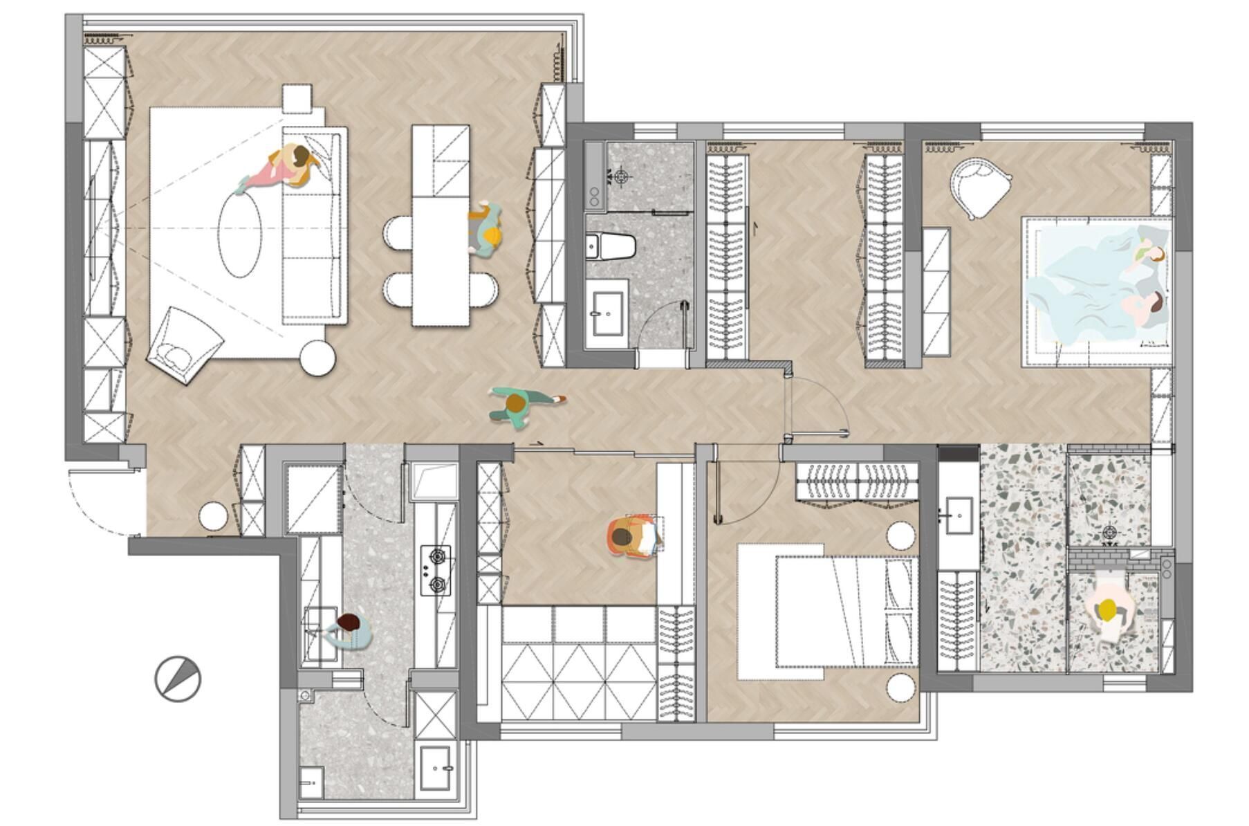 主卧|全屋重新打满柜子,柜门当墙饰,精装“教科书式”改造透着高级感