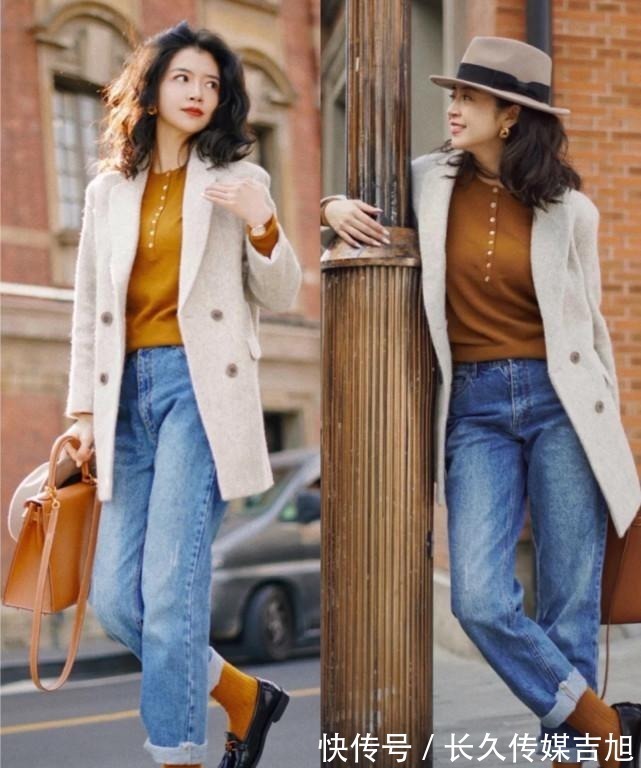 棕色系 秋冬的针织衫不用多,学三木的穿搭思路,温柔减龄又气质