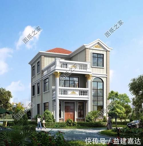 户型图|农村三层带罗马柱的房屋图片，准备在农村建房的有福了，建房参考