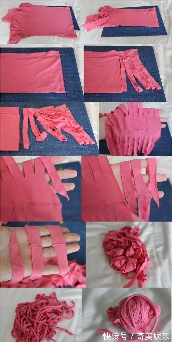 旧衣服剪几刀，制作布条线，拿来钩编收纳盒，非常实用！附教程