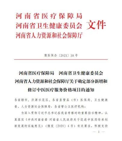 医保|河南新增13项中医医疗服务价格项目 10项纳入医保支付