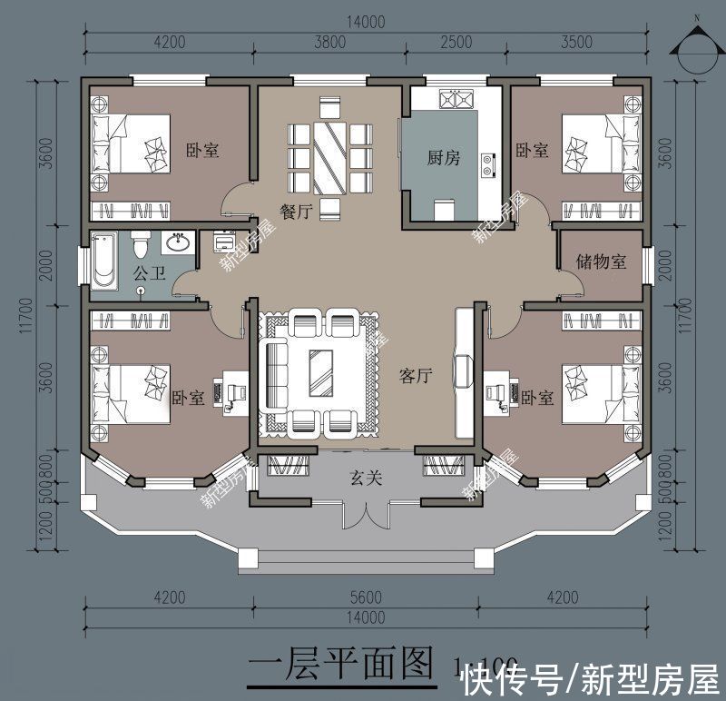 外廊|10套一层农村别墅图纸，第6套建的人最多，最后一套颜值最高