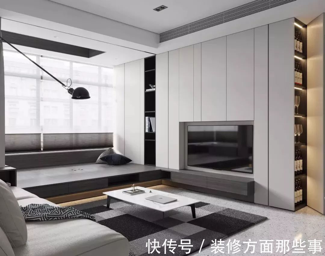 客餐厅|电视背景墙改收纳,小户型不浪费一点空间,好看又实用
