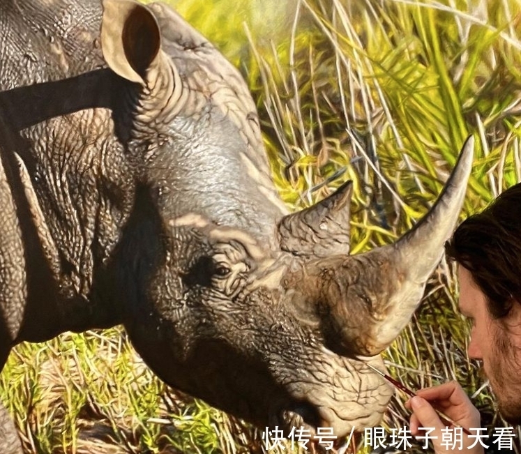 热爱!超写实野生动物,狂野凶猛的样子,随时准备从画布上扑下来