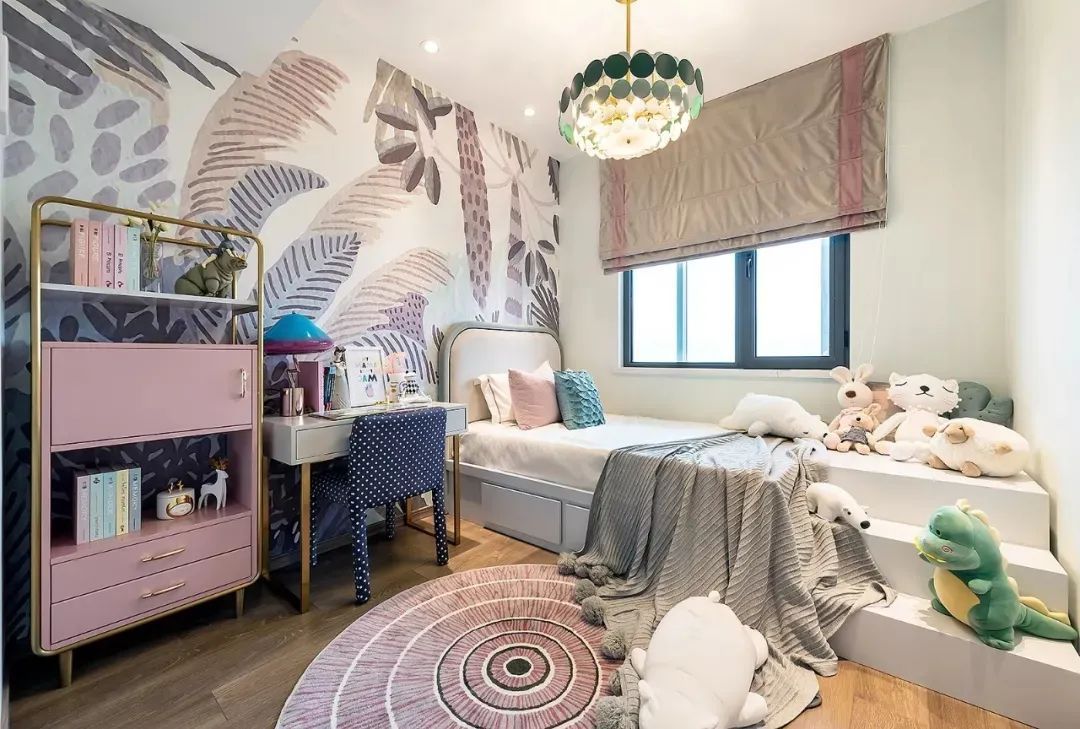 布置|125㎡现代轻奢,儿童房的背景墙,童趣梦幻好漂亮