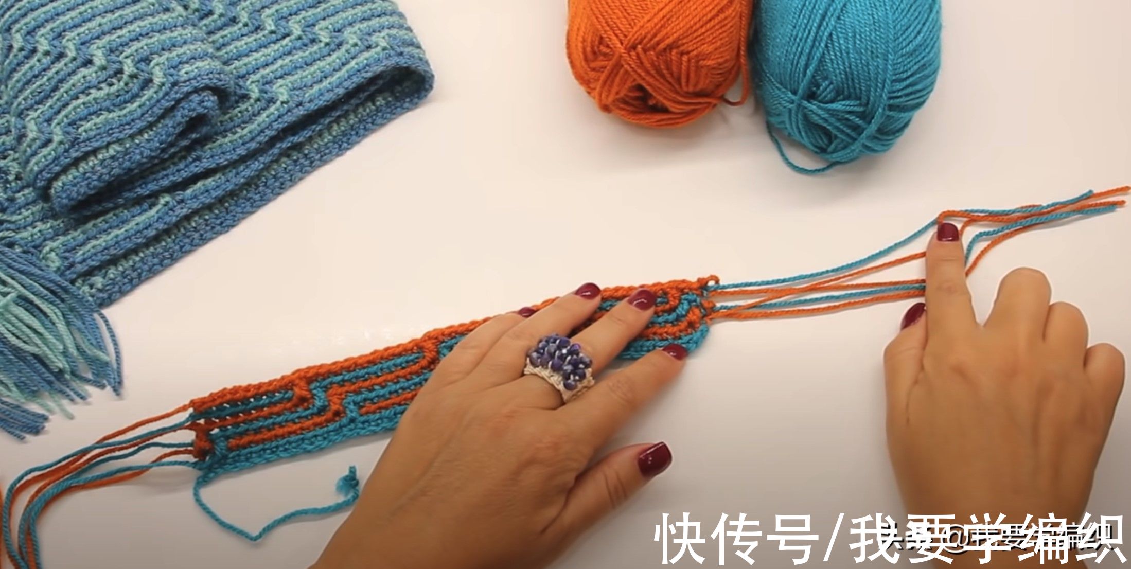 教程&暖冬三件套之围巾，马赛克花样围巾编织教程，好看时尚又很保暖