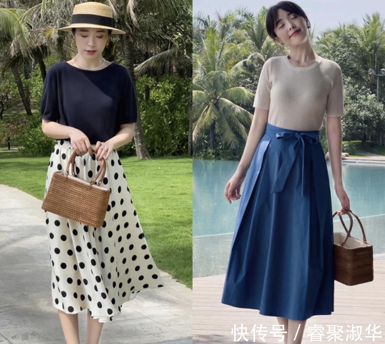 夏日|中年女性这样穿挺好看的,简约大方的夏日穿搭示范,温柔优雅