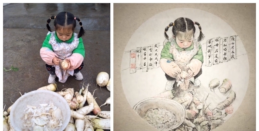 照片$美术生当了妈照样秀,看到她画的女儿,网友:比照片带劲多了