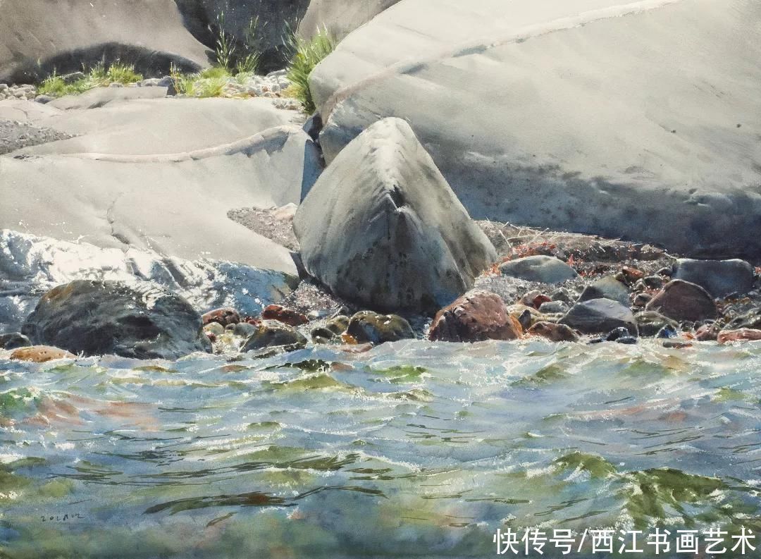 克拉科夫$这位瑞典水彩画家把海边的石头质感画得好极了