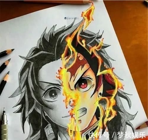 伊之助|素描与彩稿共存,美术达人打造《鬼灭之刃》主题奇妙画作