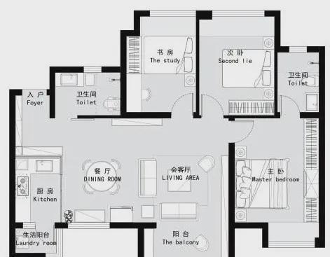 玻璃墙|成都104㎡三居室,玻璃墙厨房+超实用玄关,3代5口住的超宽敞