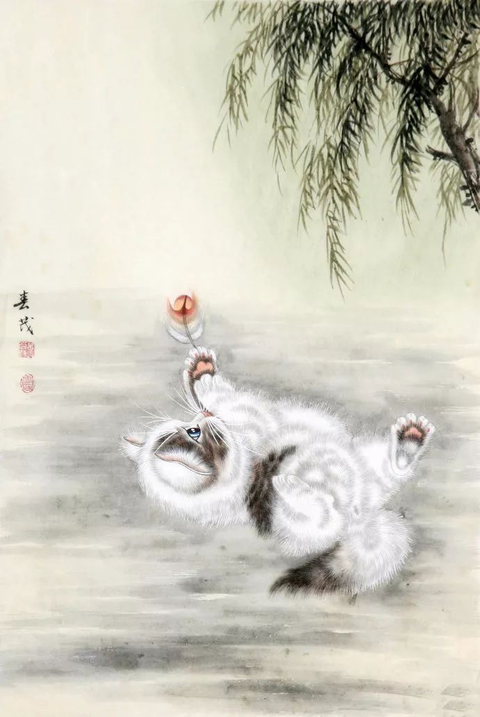 代表作品@米春茂笔下的猫,趣萌可爱,稚气童真