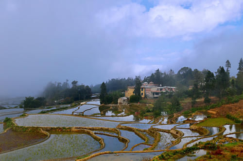 梯田|开车一小时海拔升高两千米，还全是盘山公路，却意外发现了蓝色梯田