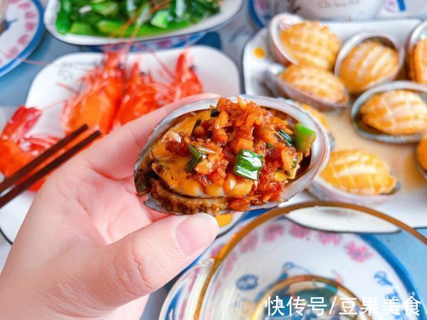 k#少盐饮食 轻松生活#原汁原味清蒸鲍鱼、九节虾
