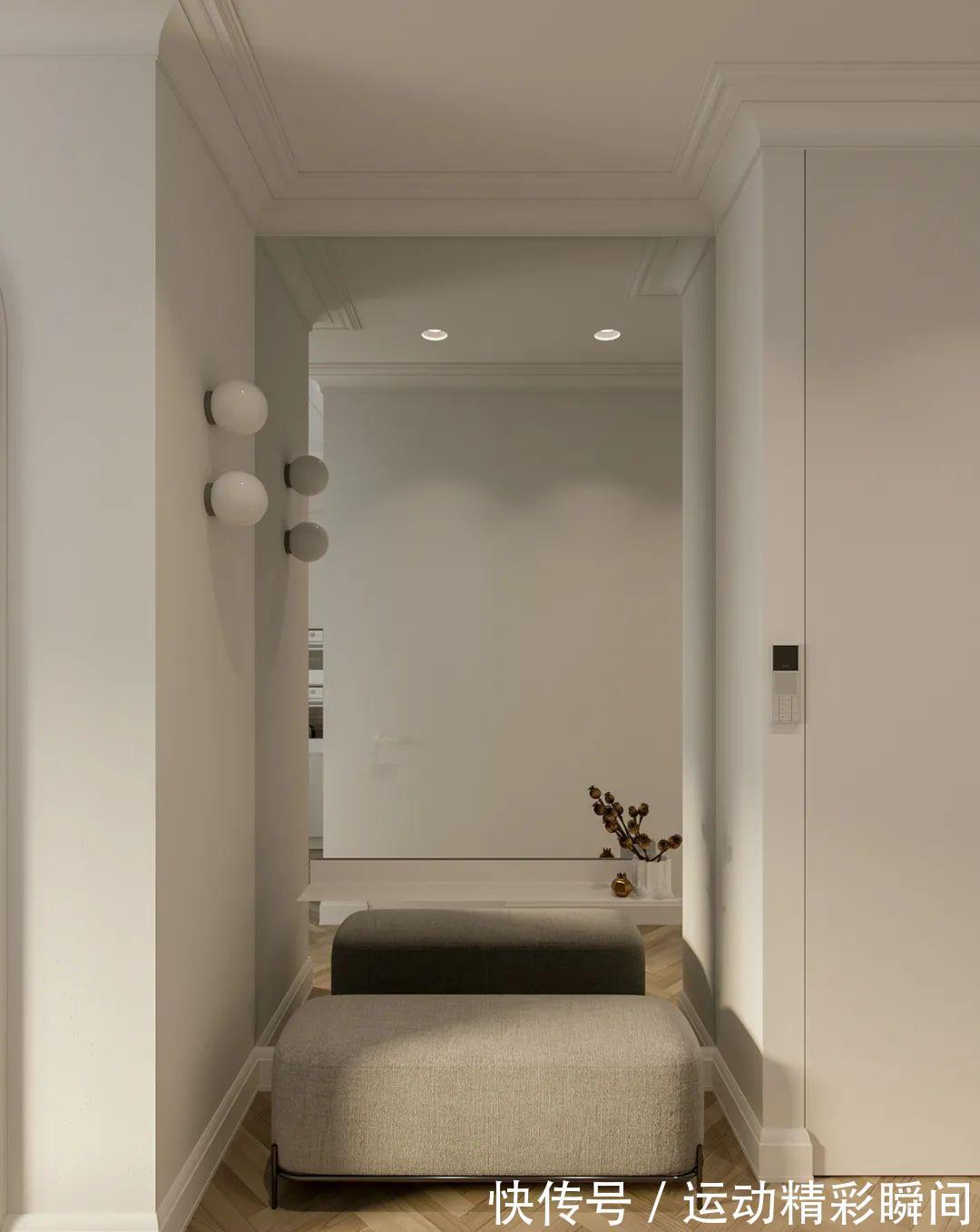 玄关|37㎡奶油系单身公寓,极简却很有质感,堪称小户型设计教科书!