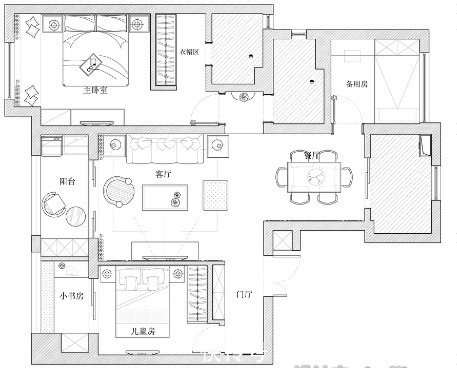 二居室|75平简约风二居室,清爽简约又有范,将给人带来一种清新的感觉