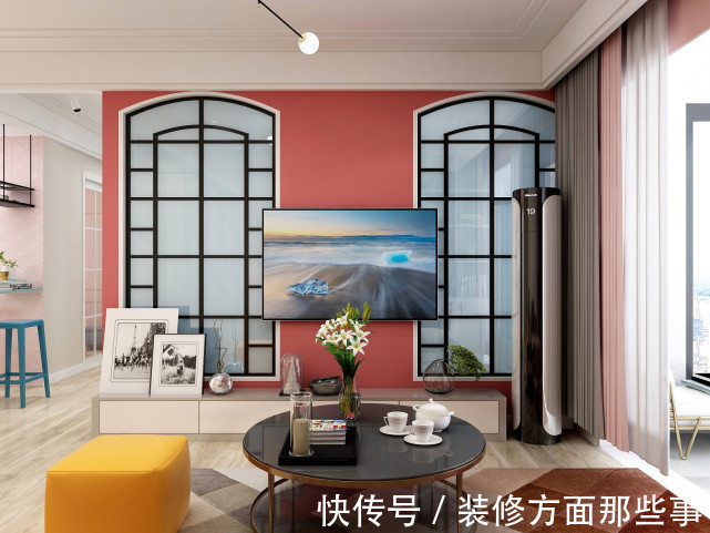 装饰|84平现代风三居室客厅粉色为主,有着少女心的装饰很清新