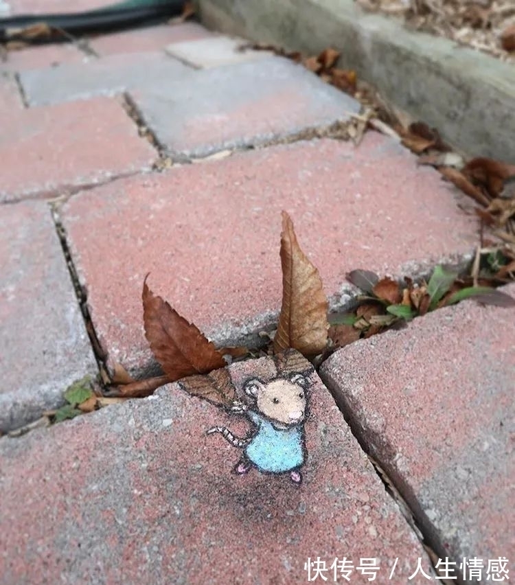 幸福的生活#可可爱爱的3D粉笔画,让无聊的街头变得妙趣横生,把路人都萌翻了