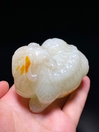 白玉!清 和田籽玉 脂白玉 独角兽