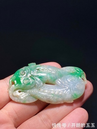 双鱼$清 飘绿 翡翠 双鱼珮 挂件 把件