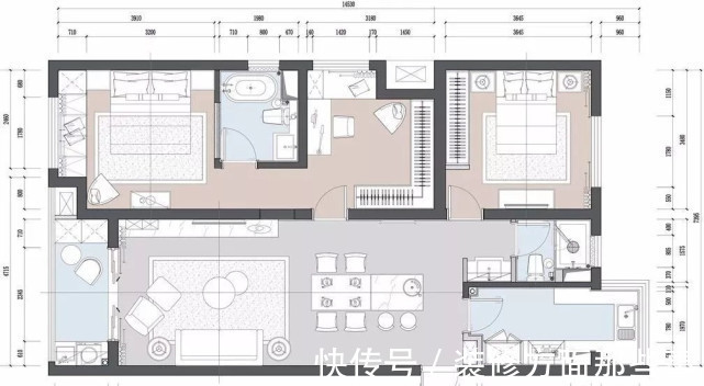 衣帽间|125平现代风二居室把书房作衣帽间,暖灰色让卧室更有活力