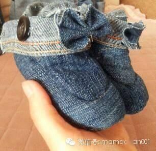 一条牛仔裤大改造成小书包+手提包+小棉鞋