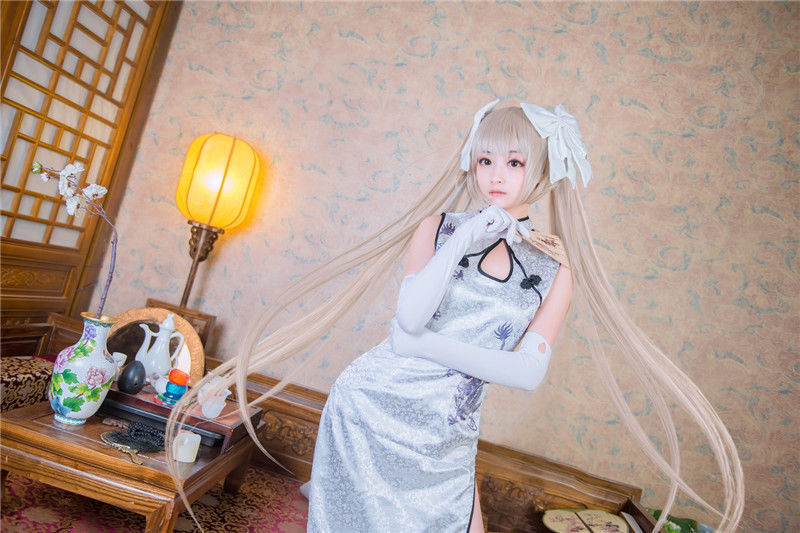 coser|清纯穹妹cos,修身旗袍绝美,白丝袜今日最佳
