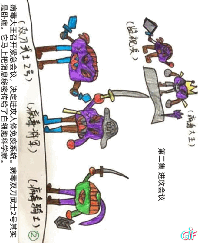 免疫系统|人体免疫系统大战新冠病毒!金华9岁小学生用小人书画出来