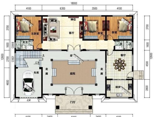 外墙面|简欧和新中式风格设计,带车库的农村别墅,第一栋妥妥的豪宅