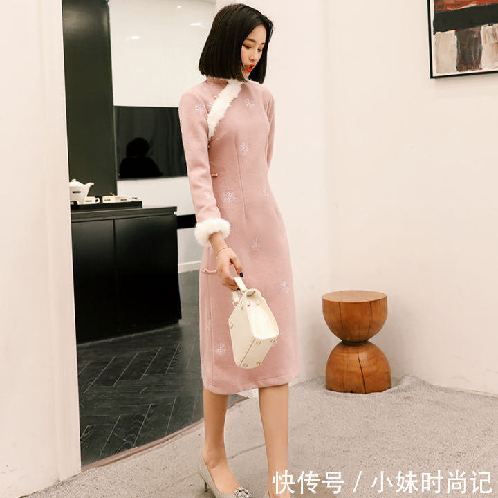 寒冬|寒冬! 一袭毛呢旗袍, 一样秀出曼妙身姿